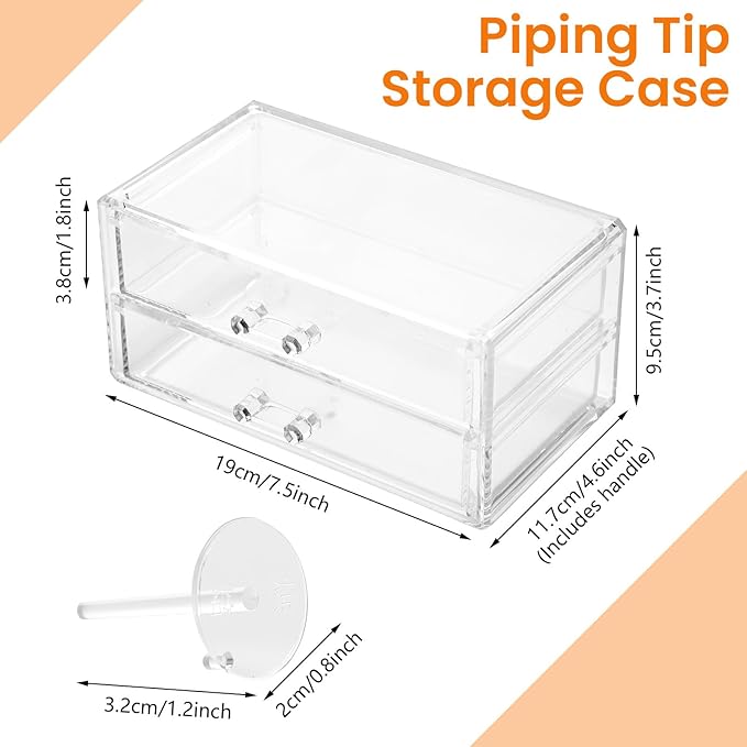 Acrylic Makeup Organizer 2 Drawer Transparent Makeup Storage Box with DIY Flower Nails Tips Jewelry Cosmetic Organizer Dustproof Drawer for Bedroom, Bathroom, Countertop Dresser 7.5 x 4.72 x 3.9 Inch