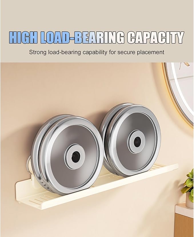 Minimalist Style Bathroom Shelves, Suction Cup Storage Rack with Drainage Design, High Load Capacity(30cm/11.8in)