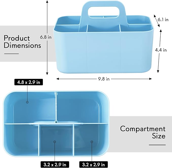 Tiawudi 2 Pack Caddy Organizer with Handle, Portable Plastic Caddy, Storage Organization for Cleaning, Bath, Makeup, Art, Craft, Stationery, Classroom and Office, Tote Organizer