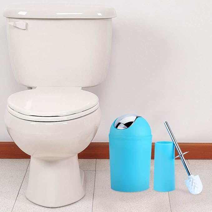 Ejoyous Bathroom Accessories Set 6 Piece Bath Accessory Bathroom Supplies Set with Bin Holder Dish Dispenser Tumbler Toothbrush Holder, Blue