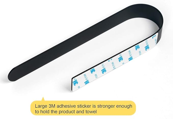 HouseAid Self Adhesive Hand Towel Holder for Bathroom, Stainless Steel Adhesive Towel Bar, No Drilling Modern Hand Towel Hanger, Matte Black