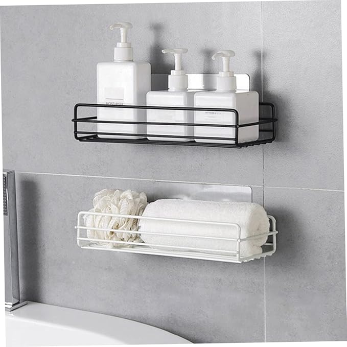 PRETYZOOM 2pcs Bathroom Shelf Organizer Wall-Mounted Storage Racks Iron Display Racks for Bathroom Kitchen