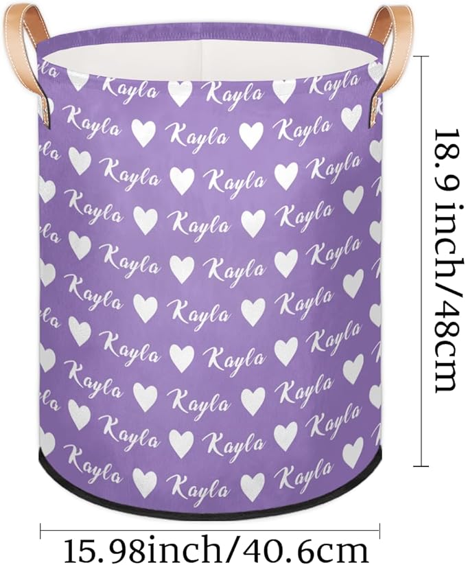 Custom Love Laundry Hamper, Personalized Laundry Baskets with Handles Dirty Clothes Hamper Storage Basket