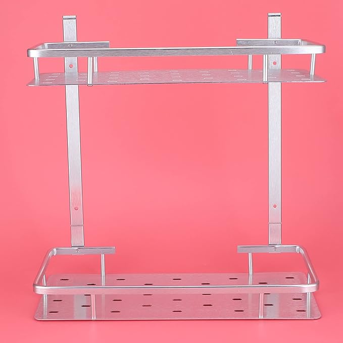 Bathroom Shelves, Space Aluminum 2 Tier Wall Mounted Rustproof Shelves, Floating with Drainage Holes for Easy Installation in Bathroom, Kitchen, and Bedroom