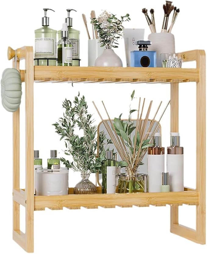 Bamboo Over The Storage Shelf 2-Tier Home Storage Rack for Small Bathroom (Double Storage Rack)