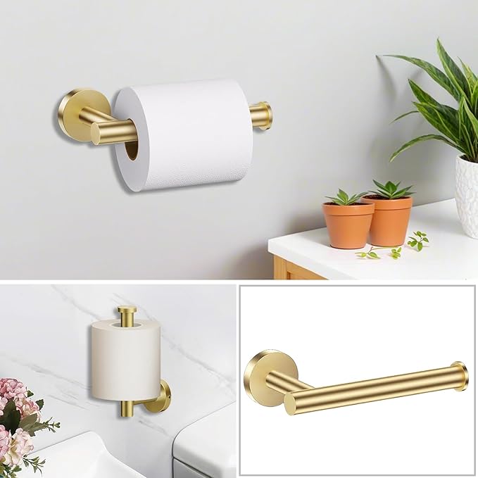 Brushed Gold Bathroom Accessories Set, 7 Pieces Gold Towel Bar Bathroom Hardware Set, 24 Inch Towel Racks for Bathroom, SUS304 Stainless Steel Bathroom Towel Holder Toilet Paper Holder Wall Mounted