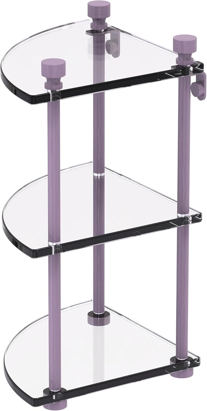 Allied Brass FT-6-LVN Foxtrot Collection Three Tier Corner Glass Shelf, Lavender
