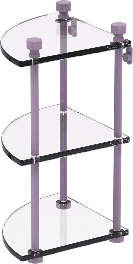 Allied Brass FT-6-LVN Foxtrot Collection Three Tier Corner Glass Shelf, Lavender