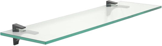 Clear Floating Glass Shelf 10" X 33" in Black