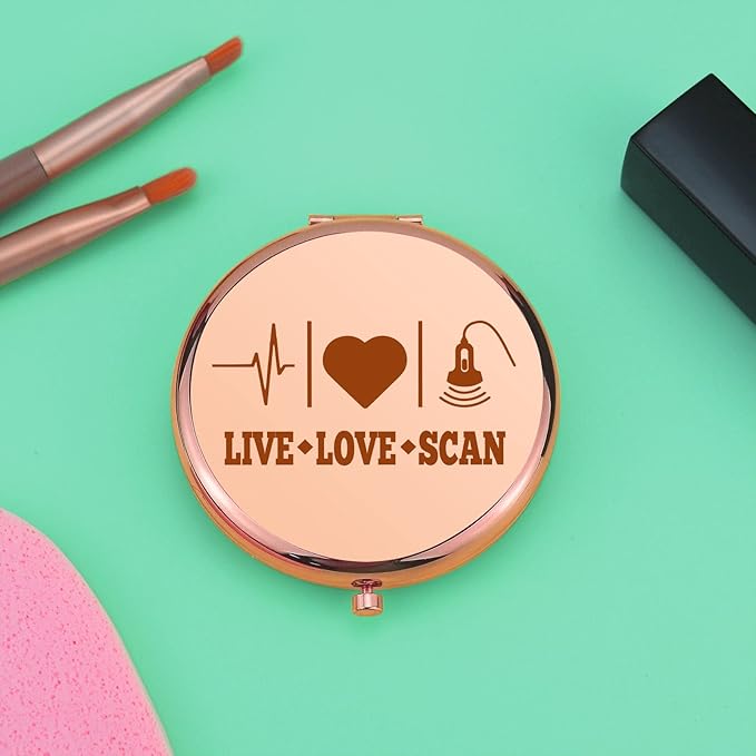 Sonographer Appreciation Gift Radiologist Gifts for Women Compact Makeup Mirror for Sonography Tech Sonographer Present Folding Makeup Mirror for Ultrasound Tech Birthday Retirement Present