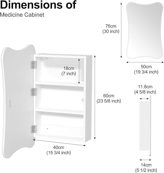20x30 Beveled Edge Medicine Cabinet with Mirror,Frameless Mirrored Medicine Cabinets for Bathroom,Mirrored Medicine Cabinet Wall Mounted,Surface Mount Bathroom Vanity Mirror with Storage
