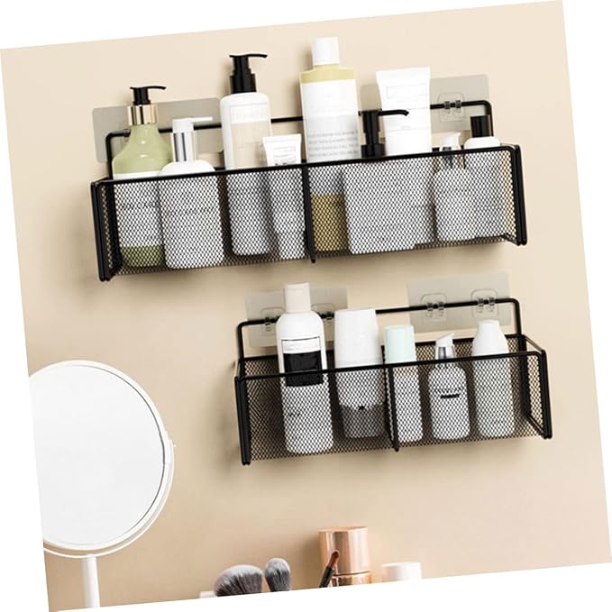 Holibanna Toilet Storage Rack Bathroom Shelving Kitchen Storage Wall-Mounted Black