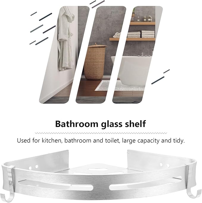 Zerodeko Punch Triangle Wall-Mounted Storage Rack Aluminum Organizer Shelf for Bathroom Kitchen and Toilet Space-Saving Design for Shampoo Soap and Towels