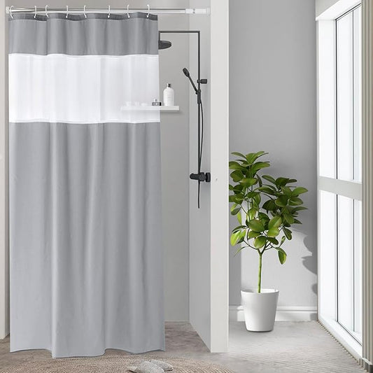 UFRIDAY Shower Curtain Grey and White, Modern Fabric Shower Curtain 48 x 72 Inch Fabric Shower Curtain for Bathroom and Bathtubs,Machine Washable, Hotel Quality