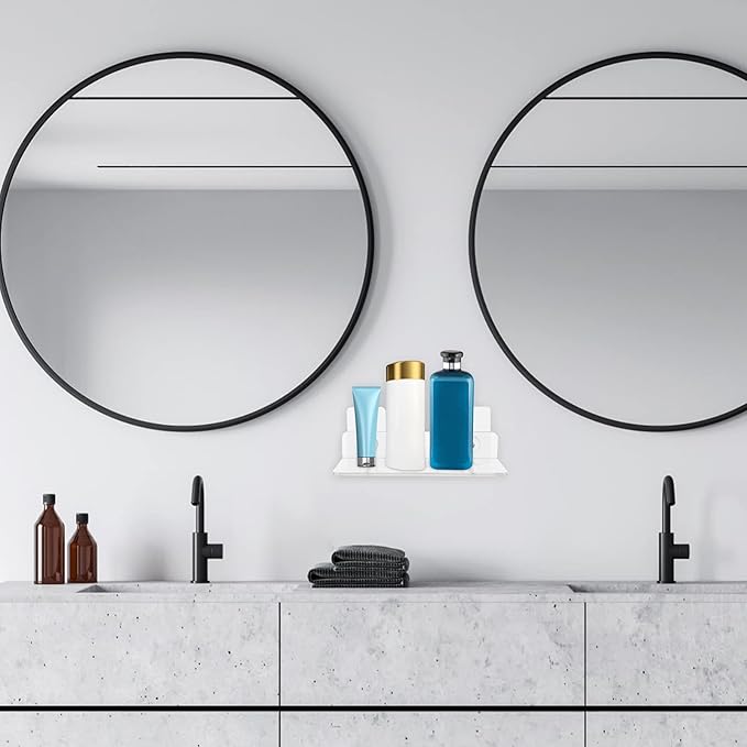 ORFOFE 2pcs Wall Mounted Storage Rack Acrylic Bathroom Shelf Organizer Multi-Functional Holder for Kitchen Bathroom and Home Use Easy to Install No Drilling Required Minimalist Design