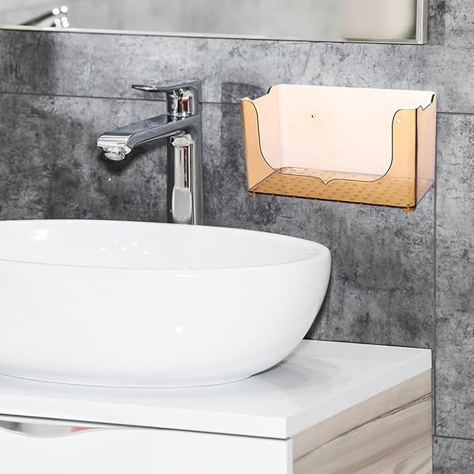GLEAVI Transparent Bathroom Storage Box Wall Mounted Shelves for Bathroom Kitchen Organization Grey Capacity Unique Design for Shampoo Soap No Drilling Required Stylish