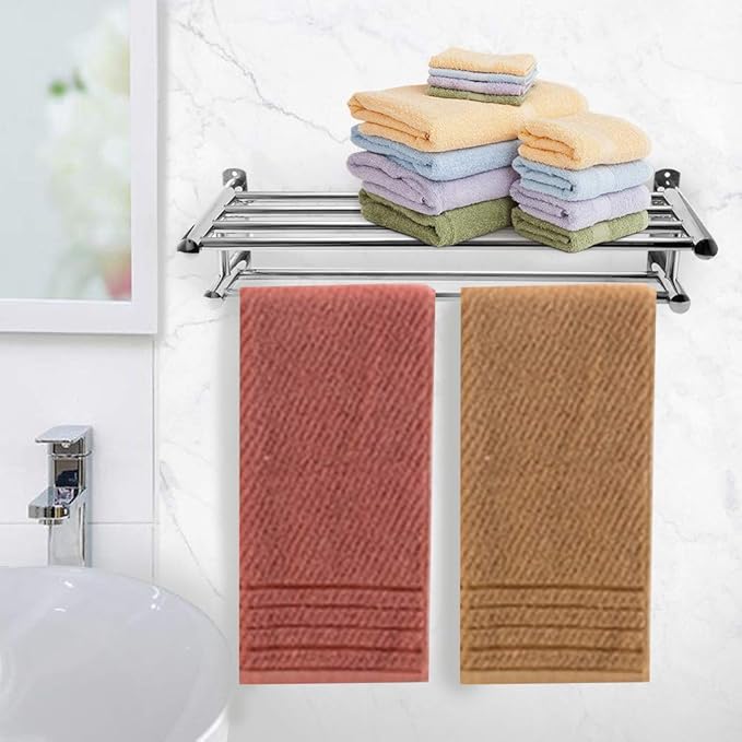 Restokki Double-Layer Stainless Steel Bathroom Shelf, Toilets Storage Shelf, Floating Shelves Screw Mounting Storage Shelves for Kitchen, Bathroom