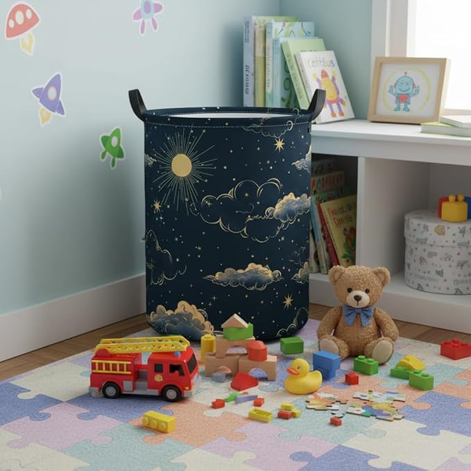 Baby Laundry Hamper kids laundry Basket Waterproof Storage Bin for Bedroom Toy Clothes Organizer Basket Woodland Animals Room D??cor(Stars)