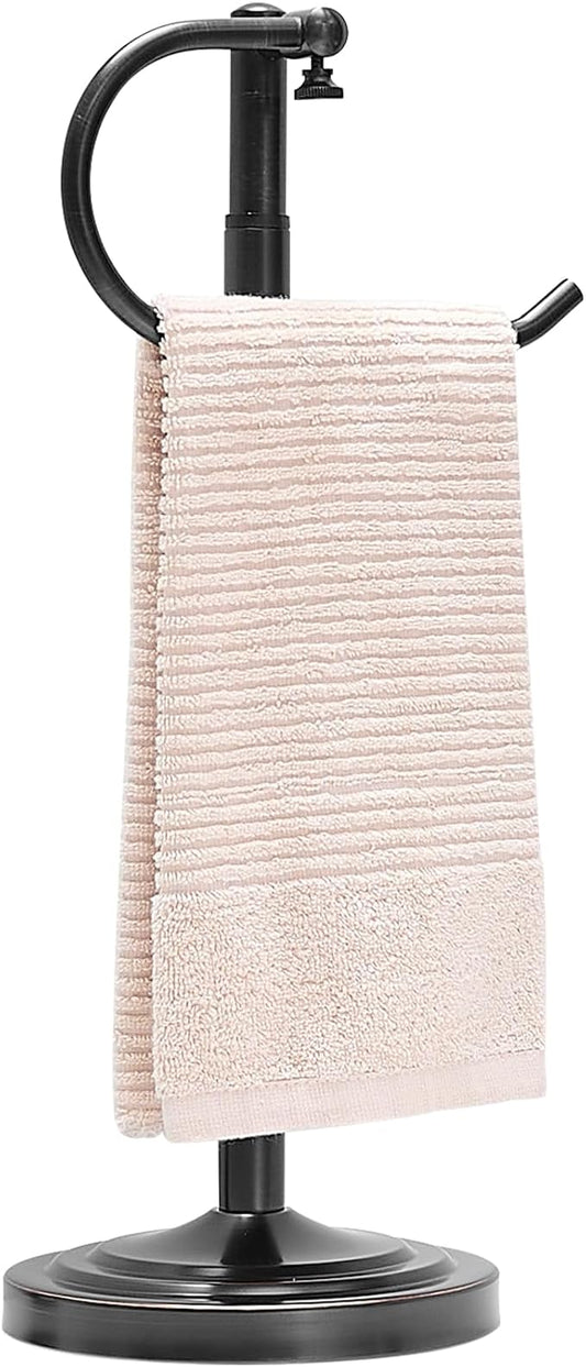 Hand Towel Holder Stand for Bathroom Countertop, Standing Towel Rack with Non-Slip Base, Stainless Steel Adjustable Towel Bar 16.5-26 Inch for Kitchen Vanity (Oil Rubbed Bronze)