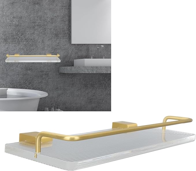 Floating Shelves for Wall Set, Modern Acrylic Bathroom Shelves, Multipurpose Storage Shelves for Bathroom, Kitchen (30cm)