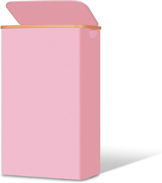 Slim Laundry Basket with Lid, Narrow Dirty Clothes Hampers for Laundry with Handle, Skinny Laundry Bin for Laundry Room, Dorm, Bedroom and Bathroom, 19.8 Gallon (75L) Pink