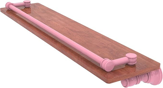 Allied Brass CL-1-22-GAL-IRW-PNK Carolina Collection 22 Inch Wood Shelf with Gallery Rail, Pink