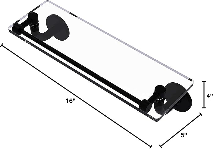 Allied Brass RM-1-16-GAL Remi Collection 16 Inch Vanity Gallery Rail Glass Shelf, Matte Black