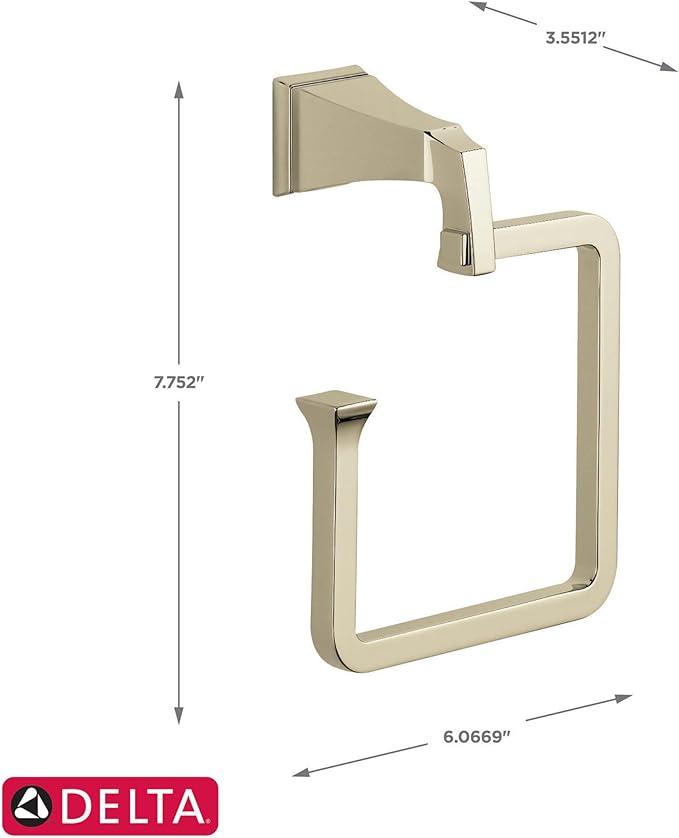 Delta Faucet 75146-PN Dryden-Towel Ring, 7.75 x 6.00 x 3.50 inches, Polished Nickel