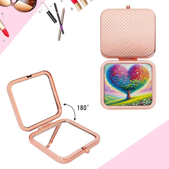 Pocket Mirror, 1X/2X Magnification Compact Travel Makeup Mirror for Purse, 2-Sided, Portable, Folding, Handheld, Small Mirror for Gift