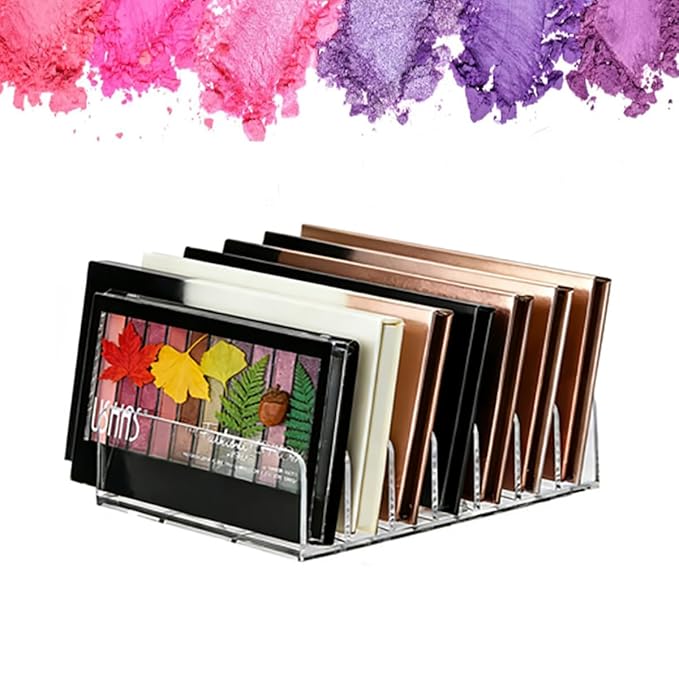2 Pack Acrylic Eyeshadow Makeup Palette Organizer: Makeup Organizer for Drawer - 7-Section Cosmetic Display Case for Vanity Countertop - Clear Cosmetic Organizer Storage Accessories