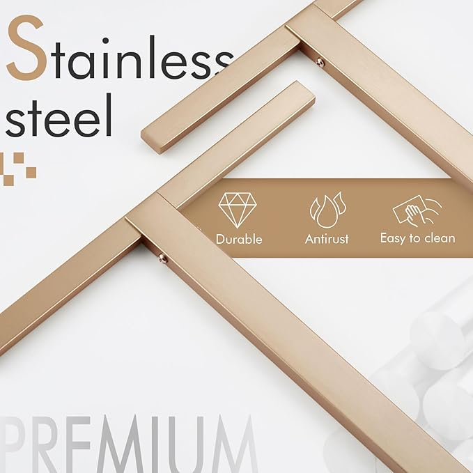 KOKOSIRI Hand Towel Bars Standing Towel Racks with Marble Base for Bathroom Kitchen Vanity Countertop, Champagne Bronze Stainless Steel 15.7'' Height THS0001-SM-CPG