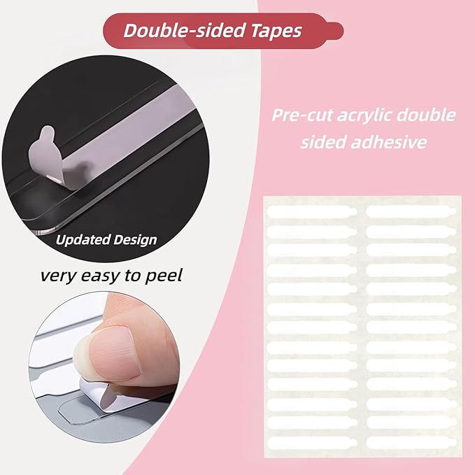 Press On Nail Storage Box Set - 9 Clear Packaging Boxes with 52 Pre-Cut Double-Sided Adhesive Tapes for Nail Business Display, Salon Supplies & Organizer (Transparent)