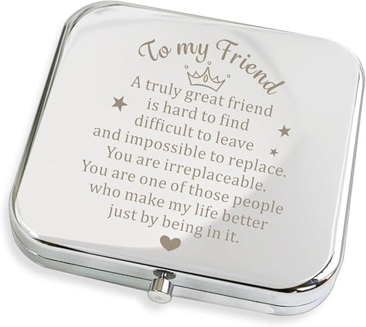 Friend Gift Compact Mirror, to My Best Friend Gorgeous Silvery Compact Mirror Unique Friendship Gift for Women Girls Sisters for Women BFF