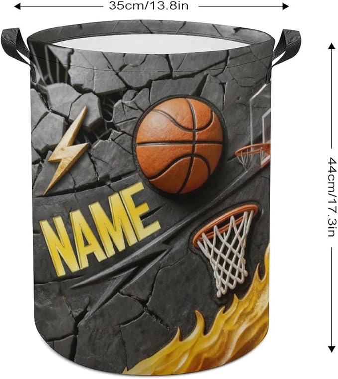 Personalized Basketball Laundry Hamper Custom Name Funny Dirty Clothes Laundry Basket Portable Storage Basket For Home Bathroom Family Basketball Lovers Xmas Birthday (style 14)