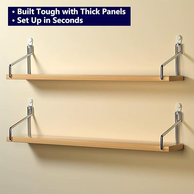 No-Drill Wall Mounted Shelf, Heavy Duty Adhesive Organizer with 15KG Load, Multi-Functional Storage Shelf for Bathroom, Kitchen, Office, Easy Install on Tile Wall(Size:50cm,Color:Black Finish)