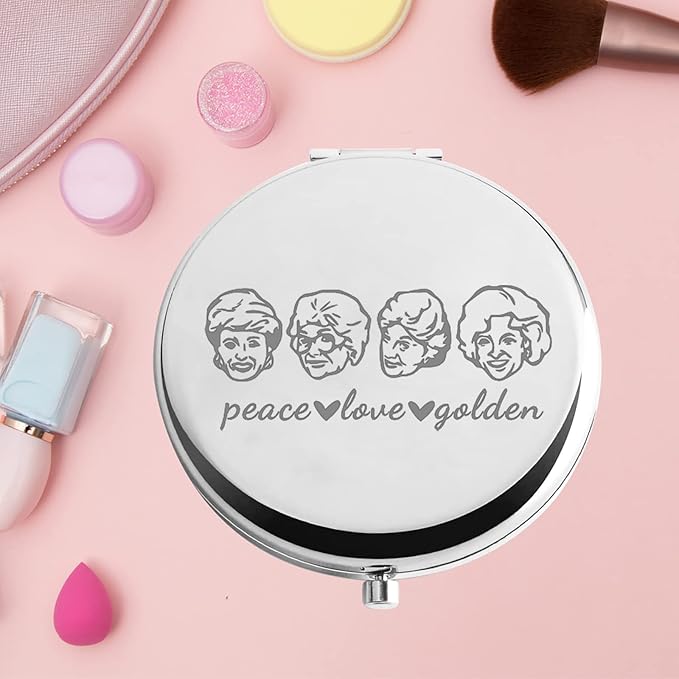 KEYCHIN Golden TV Show Pocket Mirror - Sophia Dorothy Blanche Rose Fans Gift - Compact Makeup Mirror for Women, Girls & Teenagers