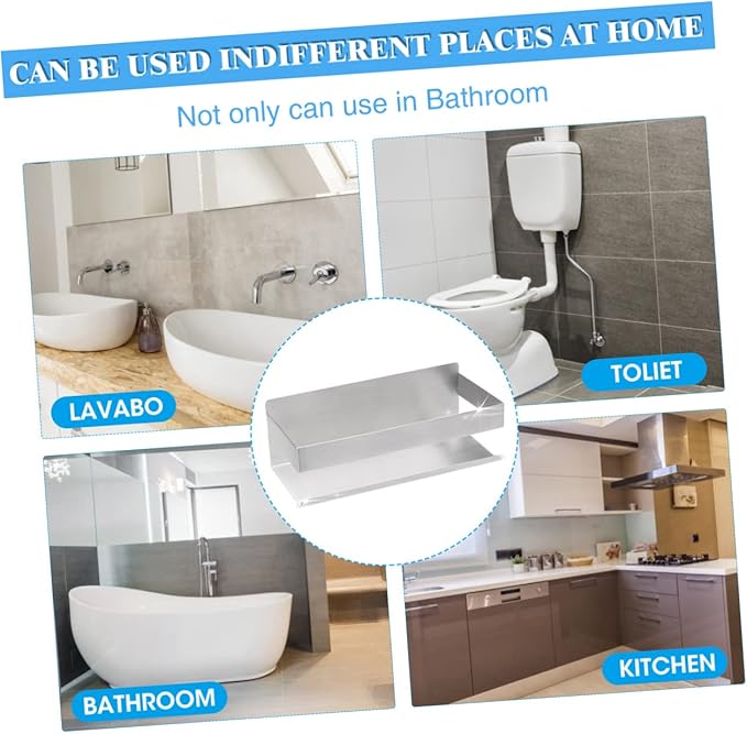 WOONEKY Bathroom Wall Shelf Toilet Shelf Bathroom Metal Kitchen Metal Wall Rack Storage Rack