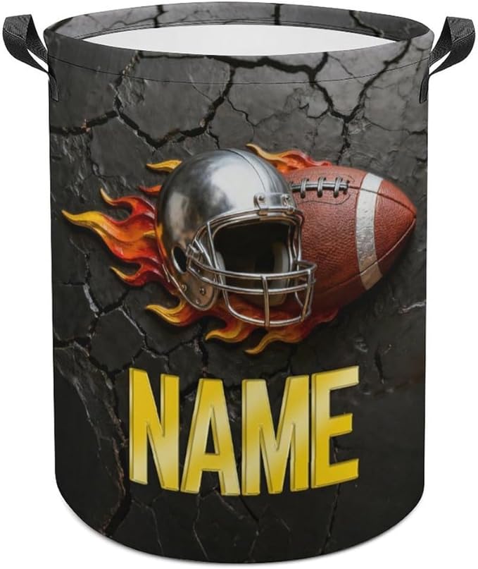 Personalized Rugby Laundry Hamper Custom Name Funny Dirty Clothes Laundry Basket Portable Storage Basket For Home Bathroom Family Football Lovers Xmas Birthday (style 7)