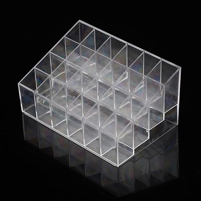 24 Slots Lipstick Organizer for Drawer, Clear Acrylic Lip Gloss Holder Organizer Nail Polish Display Case for Vanity, Nail Salon, Pop Up Shop, 5.7 x 3.7 x 2.9in