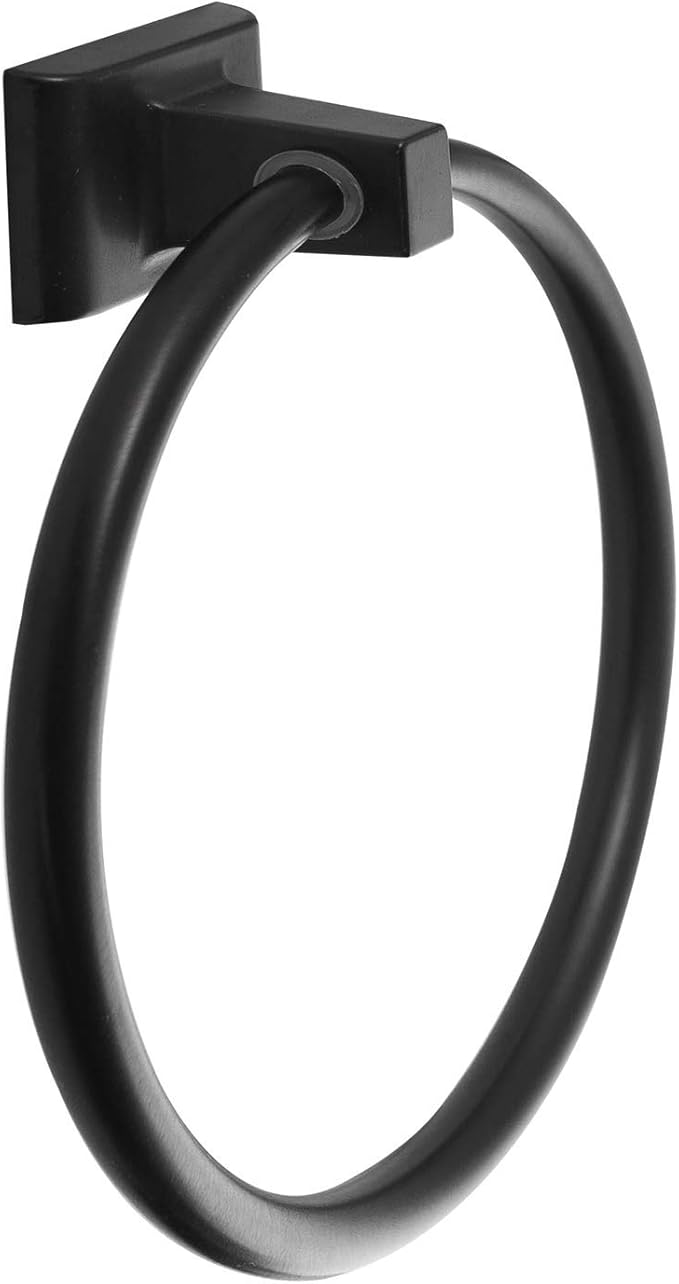 SENTO Cellar Classic Bathroom Accessories Set, Heavy Duty Metal Bath Hardware Set Wall Mounted, Includes Robe Hook, Toilet Paper Holder, Towel Ring, 18” & 24” Towel Bar (5-Piece, Matte Black)