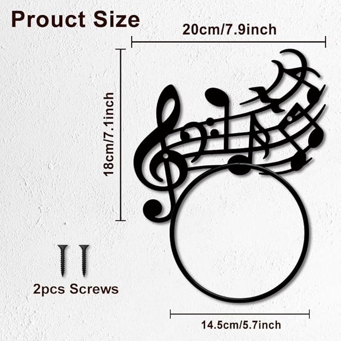MAYJOYDIY Pentatonic Note Metal Towel Ring Musical Note Towel Holder Musical Artistic Style Towel Ring Black Towel Rack Wall Mounted for Bathroom Kitchen Towel Hanger Home Decors Gift