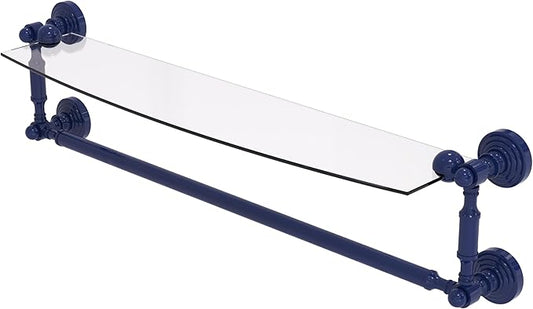 Allied Brass WP-33TB/24-MBL Waverly Place Collection 24 Inch Glass Vanity Shelf with Integrated Towel Bar, Mediterranean Blue