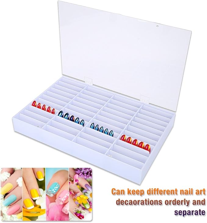 Nail Tips Storage Box, 44 Grids Fake Nail Display Case, Nail Storage Box, Display Box Nail Art Decoration Container, Clear Nail Art Decoration Container Nail Art Organizer