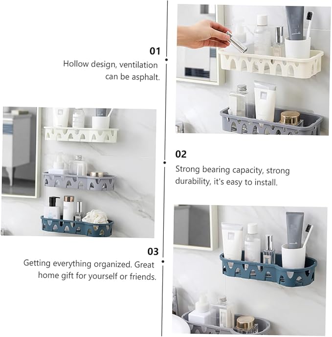 Ciieeo 1pc Wall Mounted Storage Shelf for Bathroom Saving Household Sundry Holder Draining Cage for Tidy Organization Easy Installation Smooth Surfaces