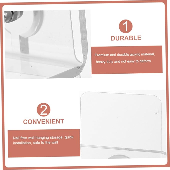 Tofficu 2 Pcs Wall Mounted Acrylic Storage Rack Punch-Free Bathroom Organizer Shelf for Kitchen and Bathroom Accessories