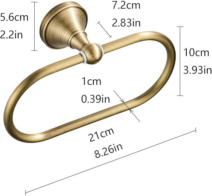 Flybath Oval Towel Ring Antique Brass Hanger Hand Towel Holder for Bathroom Kitchen Accessories Wall Mounted, Brushed Bronze