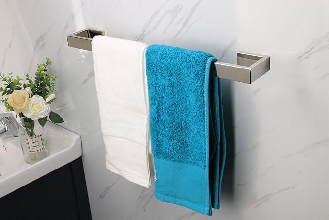 TocTen Bath Towel Rack - Square Base Thicken SUS304 Stainless Steel Towel Bar for Bathroom, Bathroom Bar Accessories Towel Rod Heavy Duty Wall Mounted Towel Holder (Polish Chrome, 20 Inch)