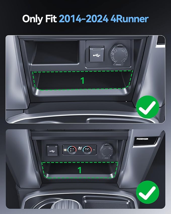 for Toyota 4Runner 2014-2024 Console Console Storage Drawer Magnetic Design Slides Smoothly - 5th Gen 4Runner Cubby Storage Box with Silent Flocking Felt - Thickened ABS Material