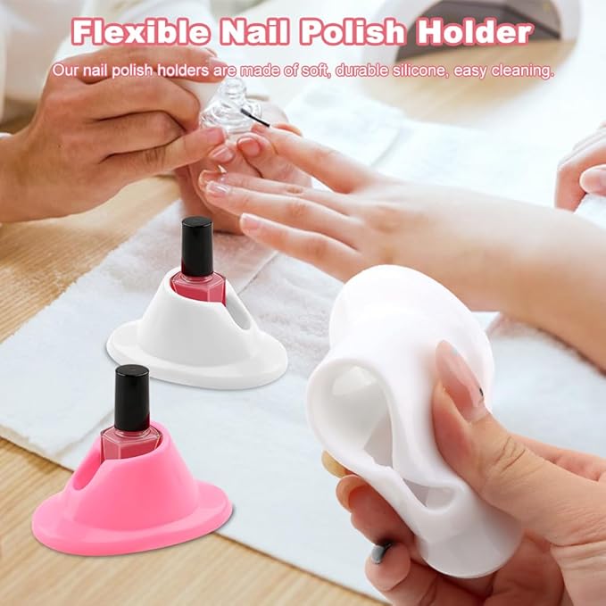 4PCS Nail Polish Bottle Holder Soft Rubber Nail Polish Bottle Holder Anti-Spill Bottles Stand Nails Holders For Painting Manicure Display Tools Nails Polishes Accessories