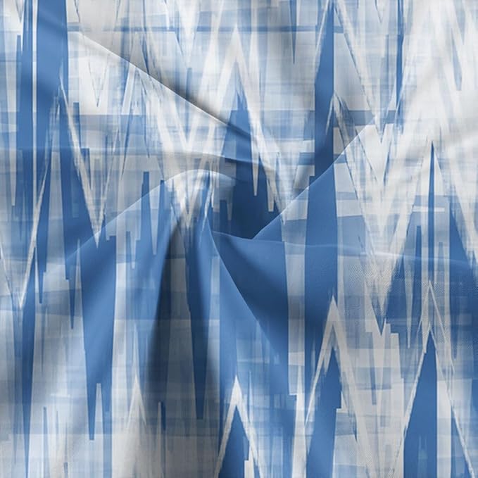 JAWO Blue White Shower Curtain, Modern Abstract Pattern Machine Washable Home Bathroom Decorations, Navy Blue Striped Wave Shower Curtain Set with Hooks Waterproof Fabric Bath Curtains Home Decor